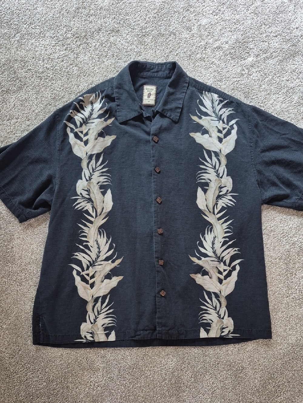 Jamaica Jaxx Black Shirt with Beige Pineapple Patch